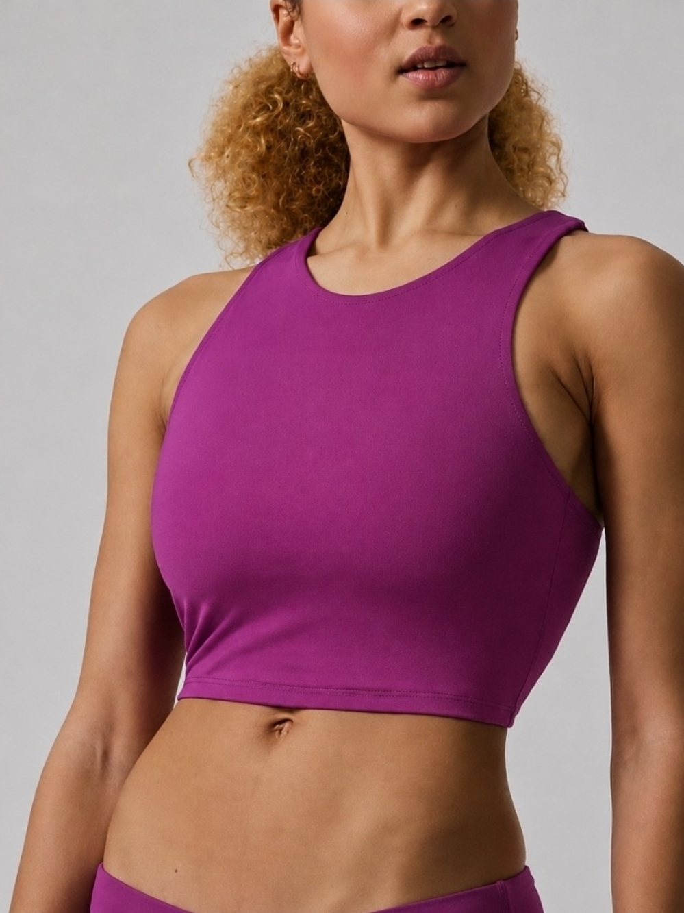 Athleta Magenta Racerback Crop Tank Top